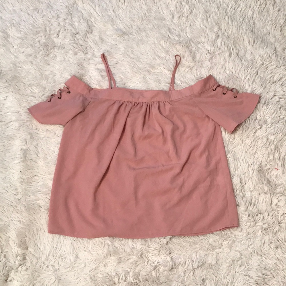 Charlotte Russe Open Should Lace-up Sleeve Tee